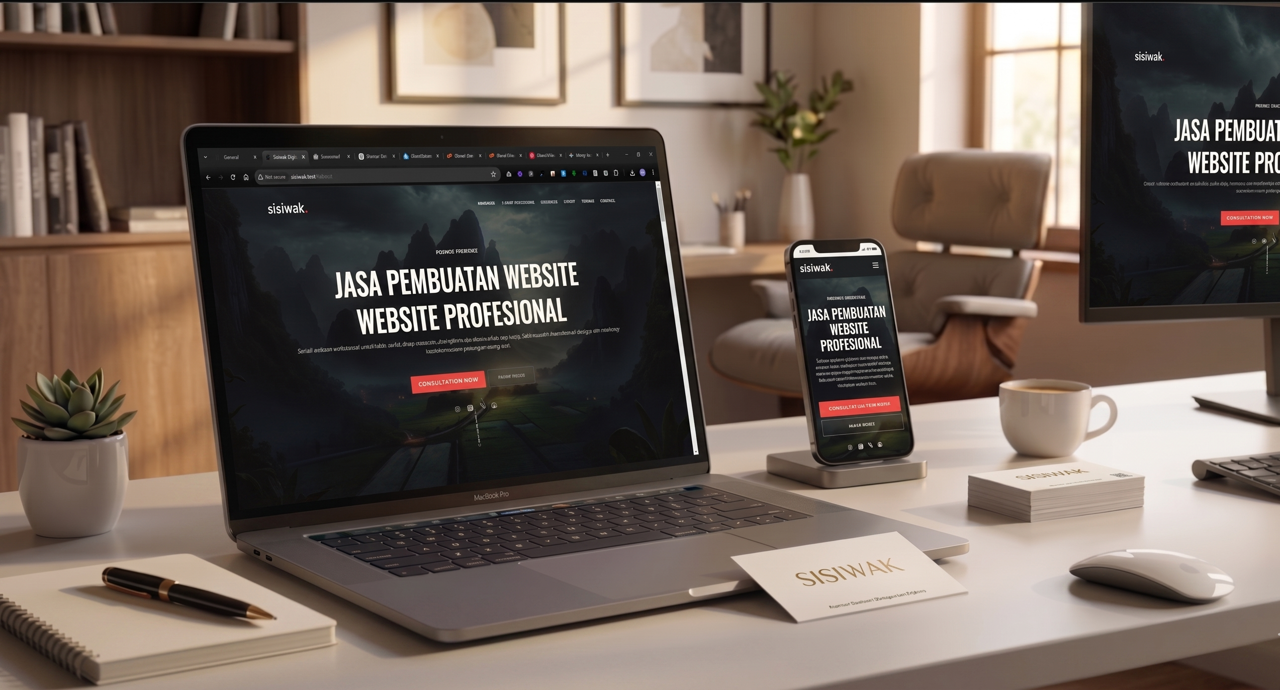 Mockup website Sisiwak untuk bisnis UMKM